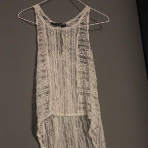 High low LACE bathing suit cover up or tank top